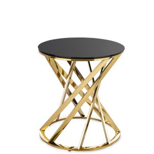 Okrągły złoty stolik glamour