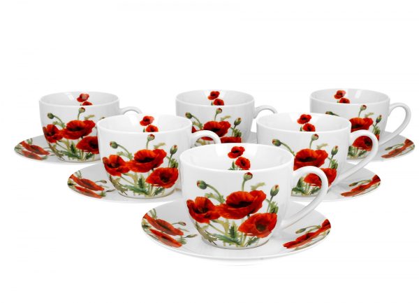 Pl Kpl 6 Szt Filiżanek Ze Spodkami Classic Poppies