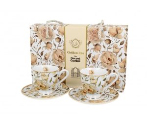 Pl 2 Filiżanki Espresso Spodek English Roses White