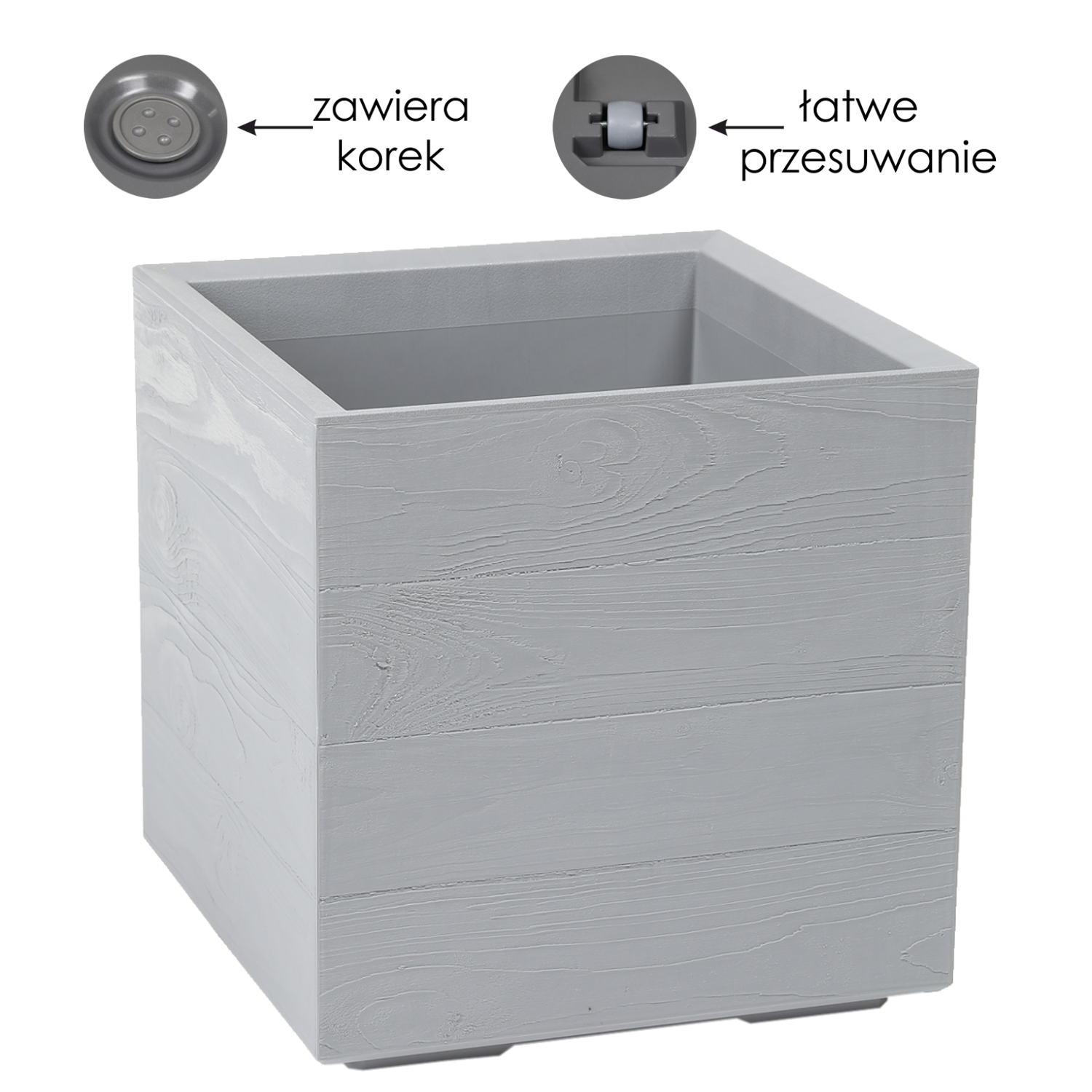 KWIETNIK KARO 400X400MM DESKA RECYCLED SZARY*78916 - obrazek 2
