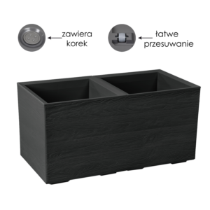 KWIETNIK KARO 800X400MM DESKA RECYCLED CZARNY*48922