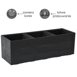 KWIETNIK KARO 900X300MM DESKA RECYCLED CZARNY*48465