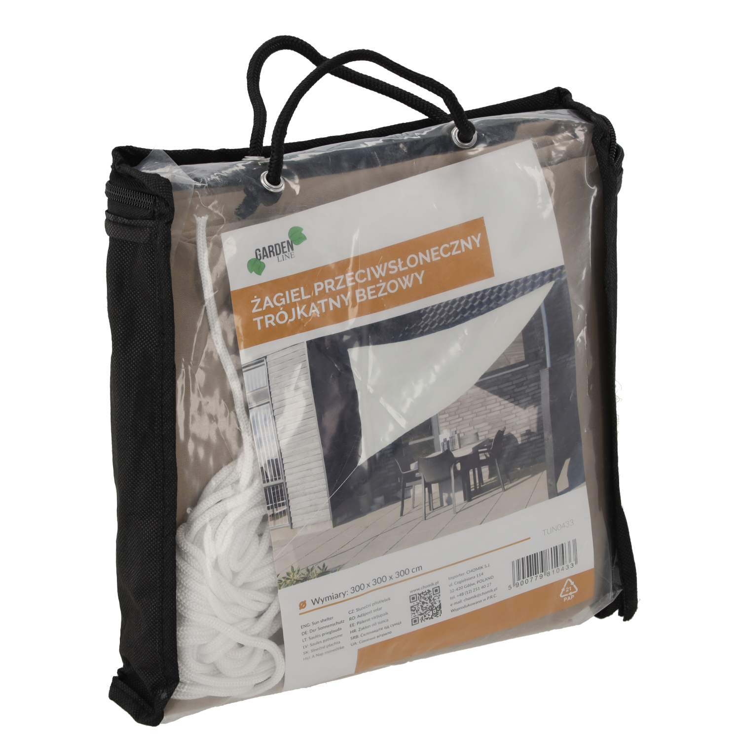 ŻAGIEL PRZECIWSŁONECZNY TRÓJKĄTNY BEŻOWY 3 X 3 X 3M - obrazek 3