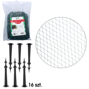 SIATKA OCHRONNA PRZECIW PTAKOM MONO+MONO 8 X 14 M + 16 SZPILEK (15 g/m2) *6427