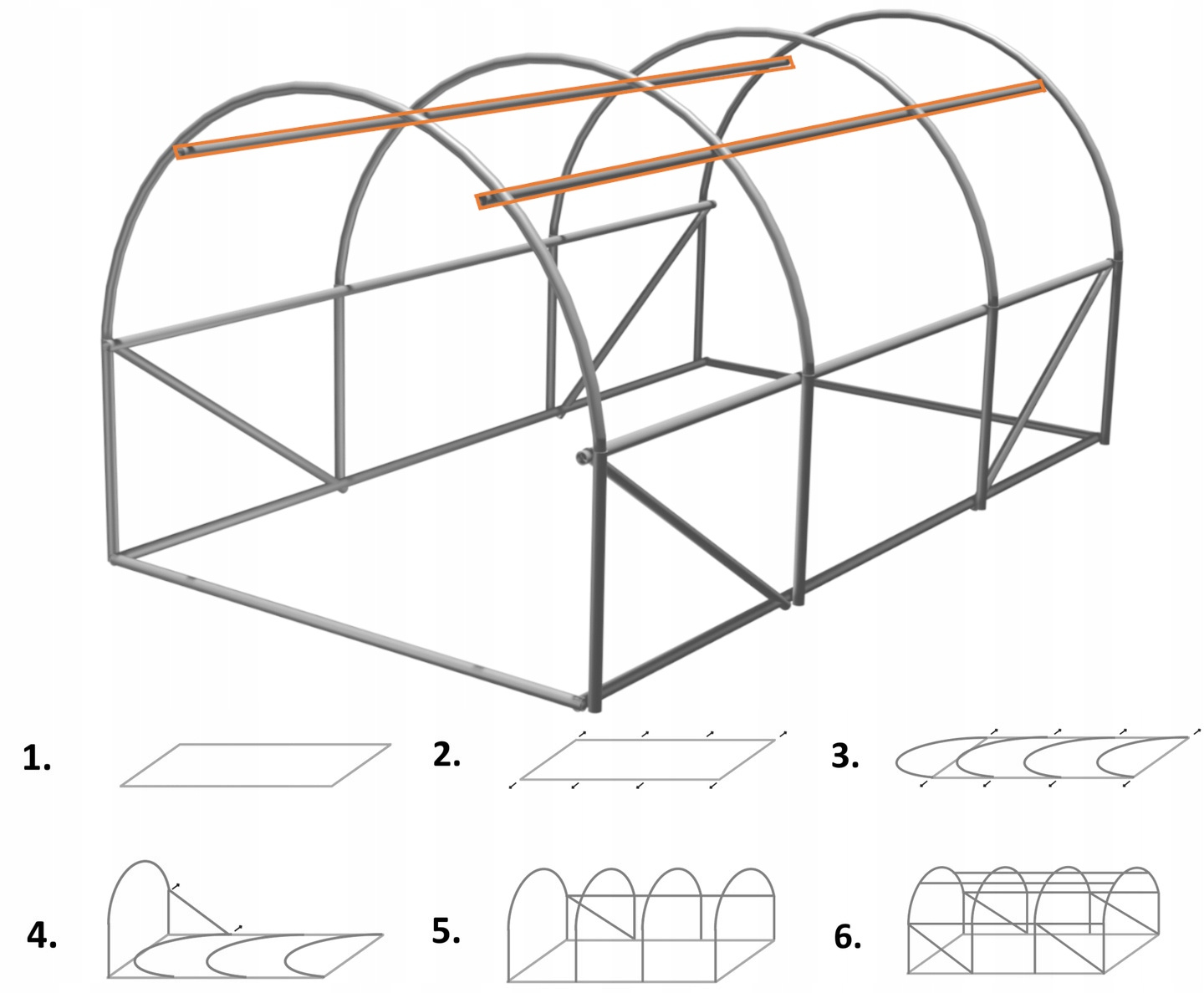 TUNEL FOLIOWY OGRODOWY 3 SEGMENTOWY ZIELONY NEW SOLUTION 3 x 2 x 2 M - obrazek 7