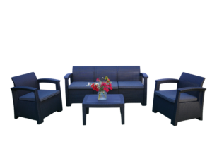 ZESTAW MEBLI OGRODOWYCH - ANTRACYT (2 FOTELE, STOLIK, DUŻA SOFA)