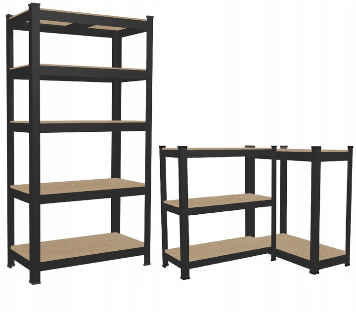 REGAŁ 5-POZIOMOWY 180 x 90 x 30 CM CZARNY UDŹWIG PÓŁKI: 175 KG *7361 - obrazek 6