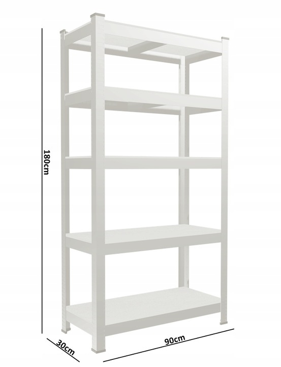 REGAŁ 5-POZIOMOWY 180 x 90 x 30 CM CZARNY UDŹWIG PÓŁKI: 175 KG *7361 - obrazek 8
