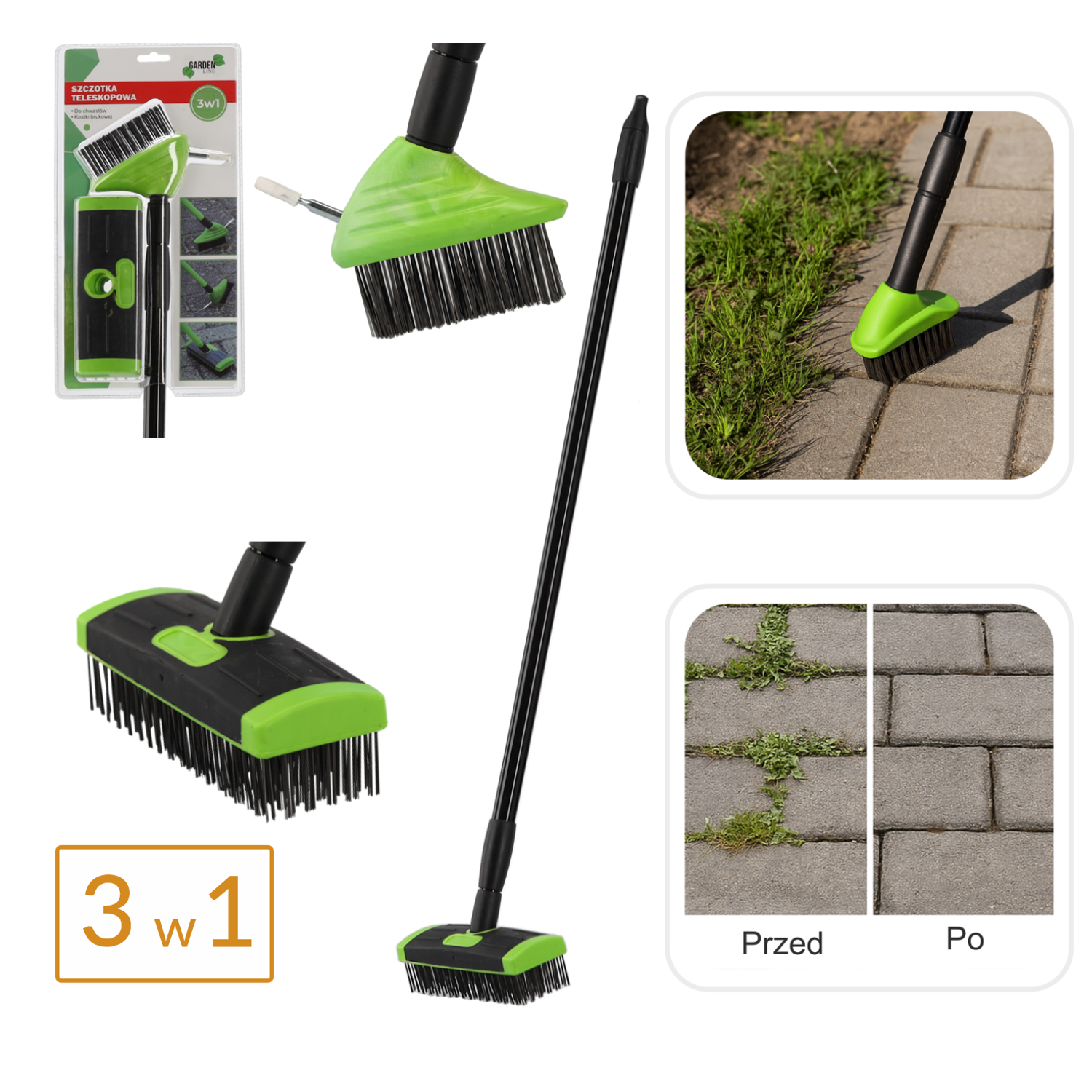 SZCZOTKA TELESKOPOWA DO CHWASTÓW / KOSTKI BRUKOWEJ 3W1 - obrazek 3