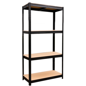 REGAŁ 4-POZIOMOWY 150 x 70 x 30 CM CZARNY UDŹWIG PÓŁKI: 150 KG *0582