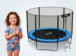 TRAMPOLINA 8FT 252 CM Z DRABINKĄ I SIATKĄ ZABEZPIECZAJĄCĄ