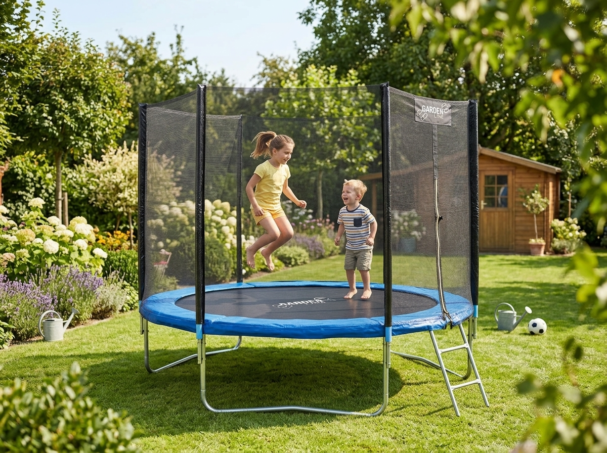 TRAMPOLINA 10FT 312 CM Z DRABINKĄ I SIATKĄ ZABEZPIECZAJĄCĄ - obrazek 12