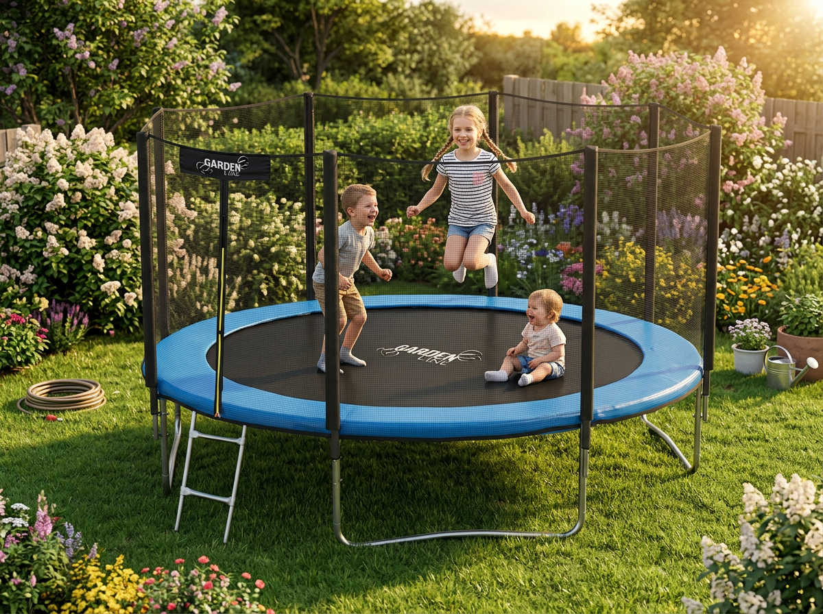 TRAMPOLINA 12FT 374 CM Z DRABINKĄ I SIATKĄ ZABEZPIECZAJĄCĄ - obrazek 10
