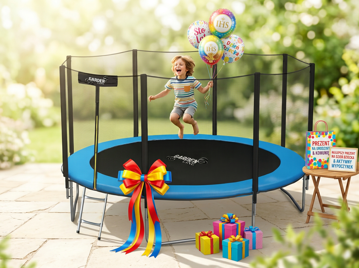 TRAMPOLINA 12FT 374 CM Z DRABINKĄ I SIATKĄ ZABEZPIECZAJĄCĄ - obrazek 11