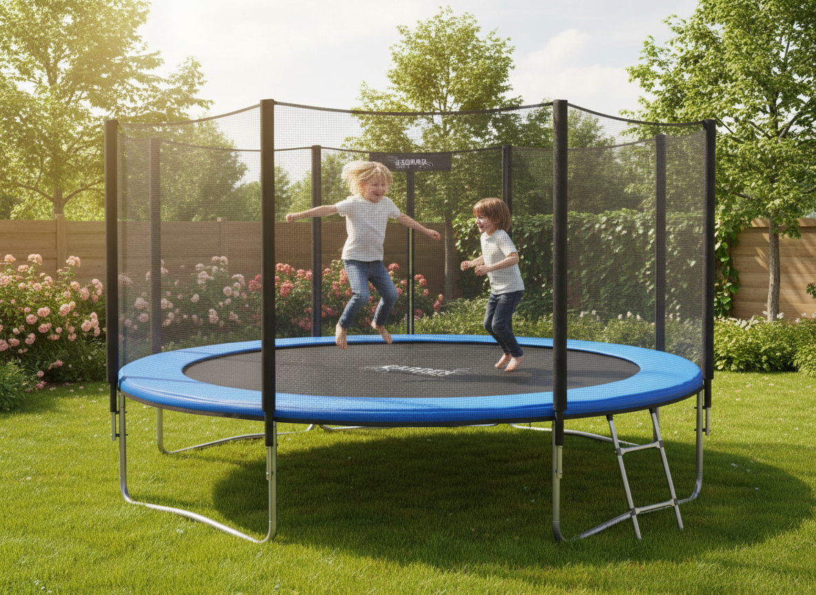 TRAMPOLINA 12FT 374 CM Z DRABINKĄ I SIATKĄ ZABEZPIECZAJĄCĄ - obrazek 7