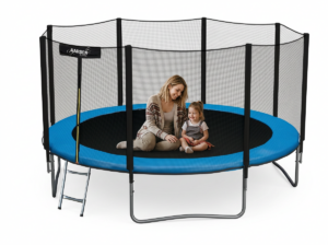 TRAMPOLINA 12FT 374 CM Z DRABINKĄ I SIATKĄ ZABEZPIECZAJĄCĄ