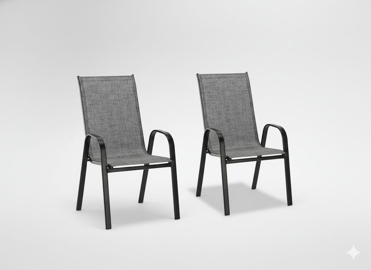 KPL. 2 KRZESEŁ OGRODOWYCH SZARYCH 54 x 72 x 96