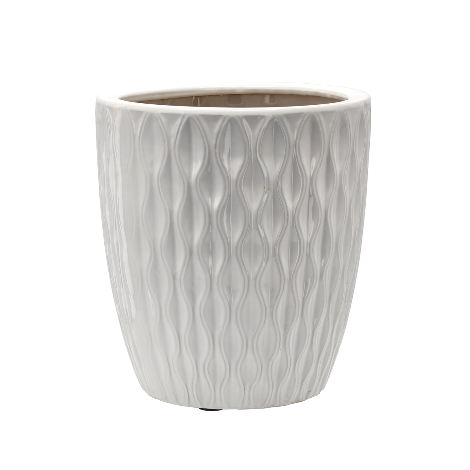 OSŁONKA CERAMICZNA NA DONICZKĘ 32 x 32 x 35,5 CM BIAŁY POŁYSK *2418