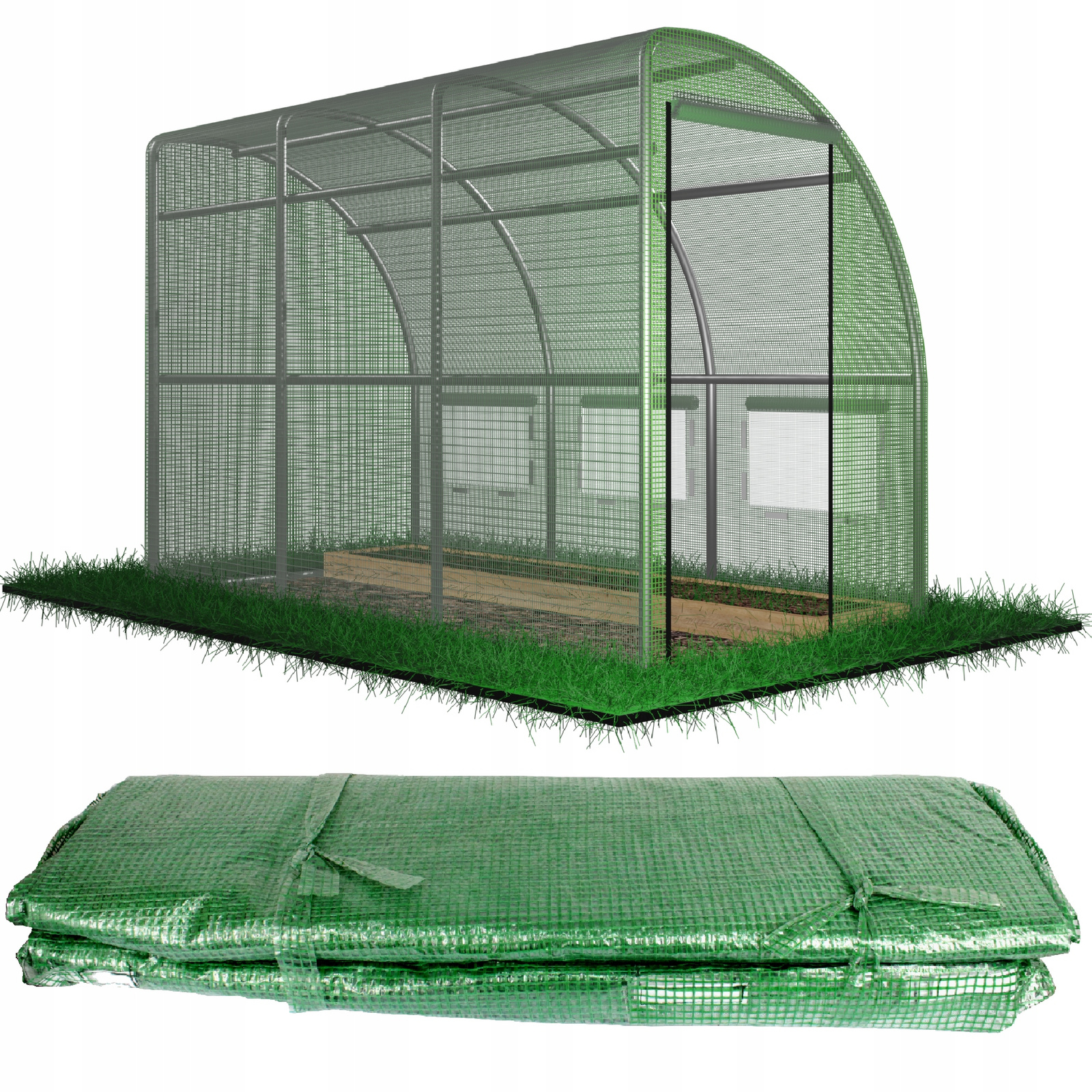 FOLIA ZBROJONA DO TUNELU "POŁÓWKA" 4 x 1.5 M ZIELONA *3873 - obrazek 2