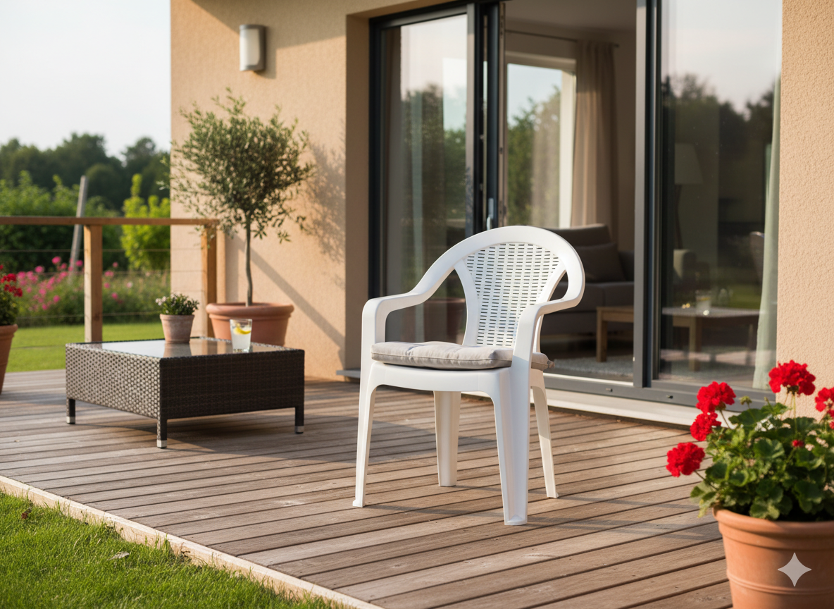 KRZESŁO OGRODOWE 56 x 42 x 78 CM BIAŁE - obrazek 3