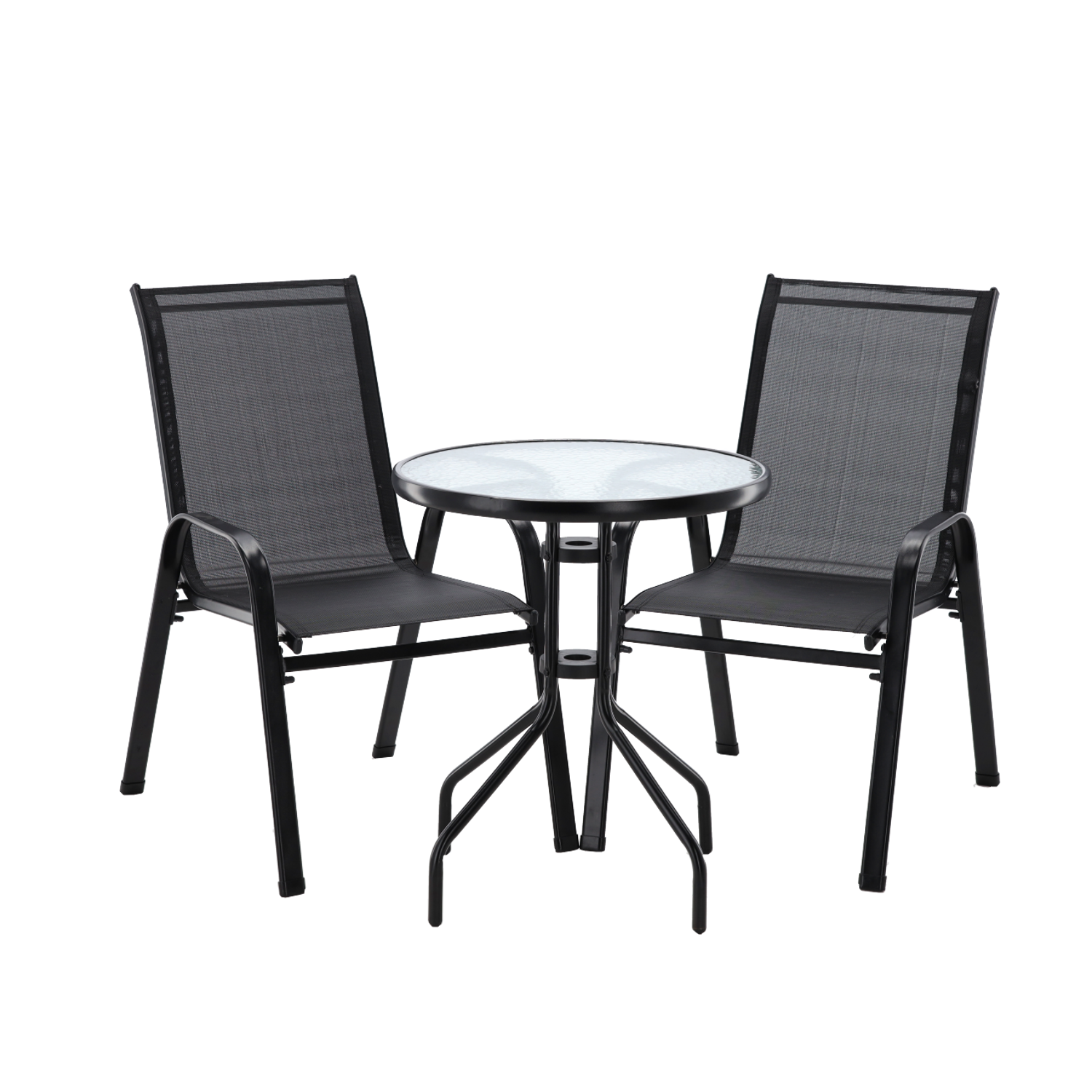 ZESTAW MEBLI BALKONOWYCH - 2 KRZESŁA + STOLIK - CZARNY - obrazek 2