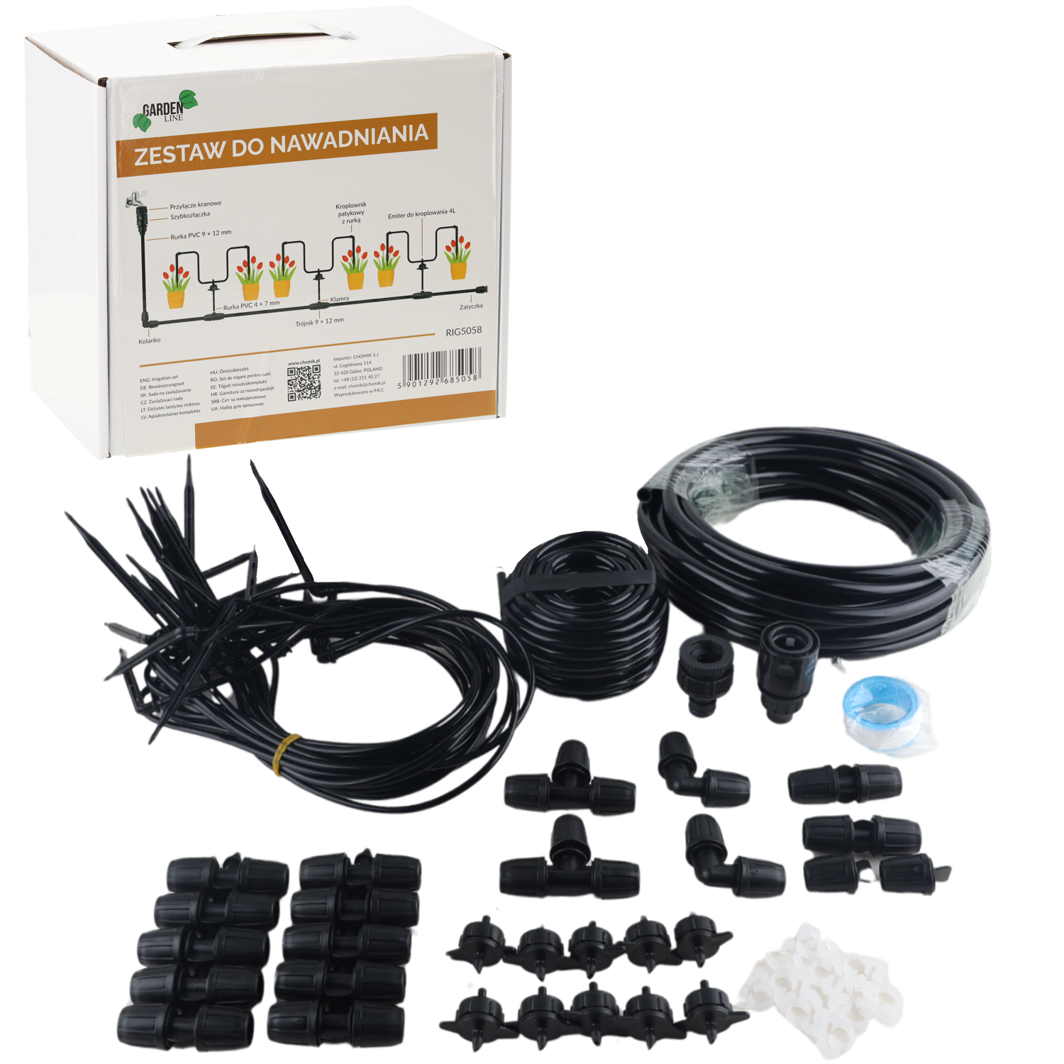 ZESTAW DO NAWADNIANIA KROPELKOWEGO Z 10SZT. KROPLOWNIKÓW