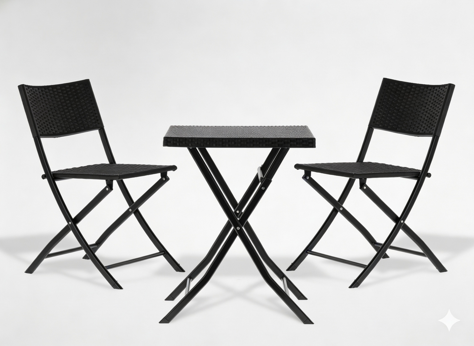 ZESTAW MEBLI BALKONOWYCH SKŁADANYCH (STOLIK + 2 KRZESŁA) ANTRACYT