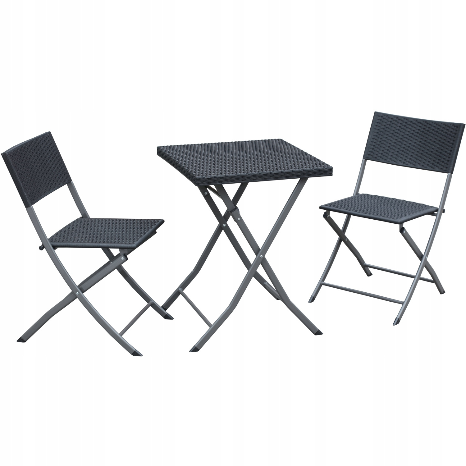 ZESTAW MEBLI BALKONOWYCH SKŁADANYCH (STOLIK + 2 KRZESŁA) ANTRACYT - obrazek 2