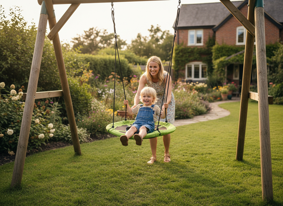 HUŚTAWKA - BOCIANIE GNIAZDO - ŚR. 100CM - ZIELONA - obrazek 4