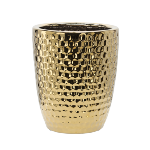 OSŁONKA CERAMICZNA NA DONICZKĘ 31,5 x 31,5 x 38,5 CM ZŁOTA PLASTER MIODU *3482