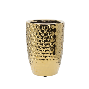 OSŁONKA CERAMICZNA NA DONICZKĘ 25,5 x 25,5 x 34,5 CM ZŁOTA PLASTER MIODU *3499