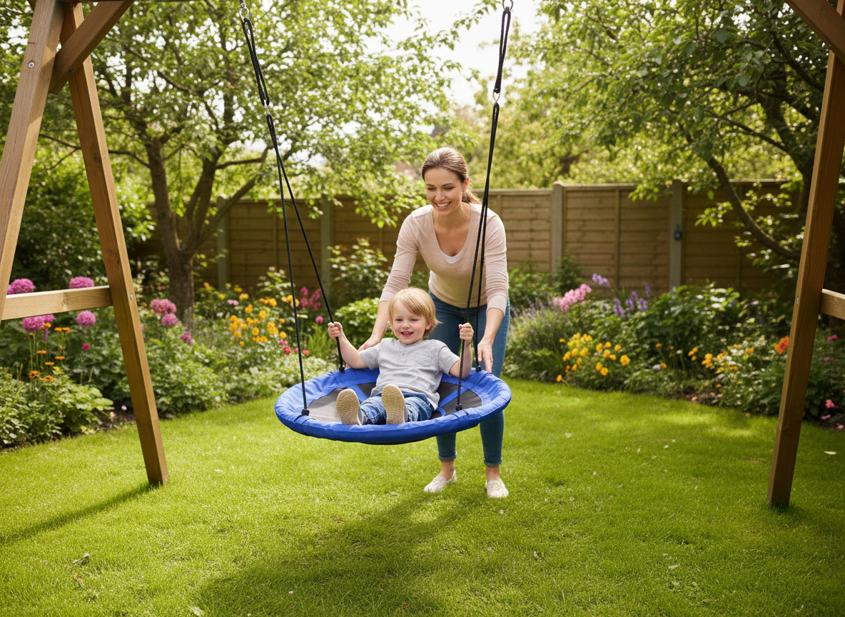 HUŚTAWKA - BOCIANIE GNIAZDO - ŚR. 100CM - NIEBIESKA - obrazek 3