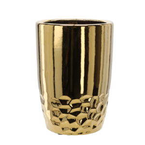 OSŁONKA CERAMICZNA NA DONICZKĘ 30,5 x 30,5 x 42,5 CM ZŁOTA *3512