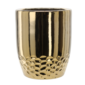 OSŁONKA CERAMICZNA NA DONICZKĘ 31,5 x 31,5 x 38,5 CM ZŁOTA *3529