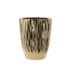 OSŁONKA CERAMICZNA NA DONICZKĘ 29 x 29 x 41,5 CM ZŁOTA POŁYSK *3581