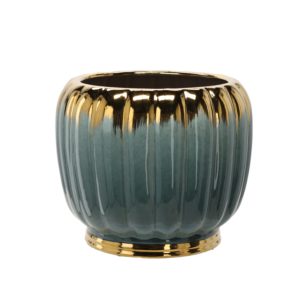 OSŁONKA CERAMICZNA NA DONICZKĘ 41 x 41 x 34,5 CM ZŁOTO-ZIELONA *3628