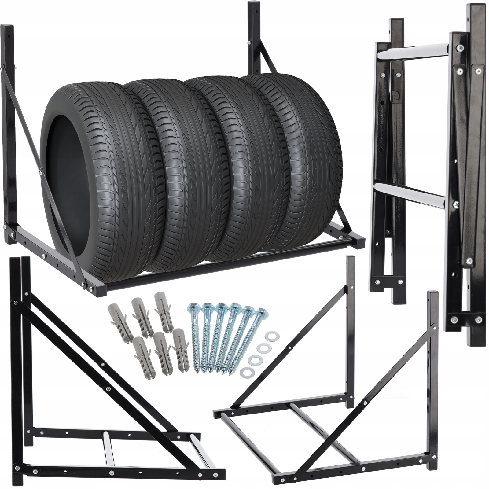 WISZĄCY REGAŁ NA OPONY UDŹWIG DO 100 KG 56 x 50 x 80-120 CM *5196 - obrazek 2
