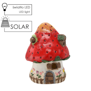 FIGURKA OGRODOWA - DOMEK TRUSKAWKA 23,5 x 23 x 30,5 cm LED *8692