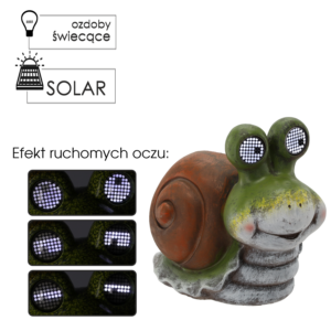 FIGURKA OGRODOWA - ŚLIMAK ZE ŚWIECĄCYMI OCZAMI 27 x 17,5 x 24 cm LED *9361