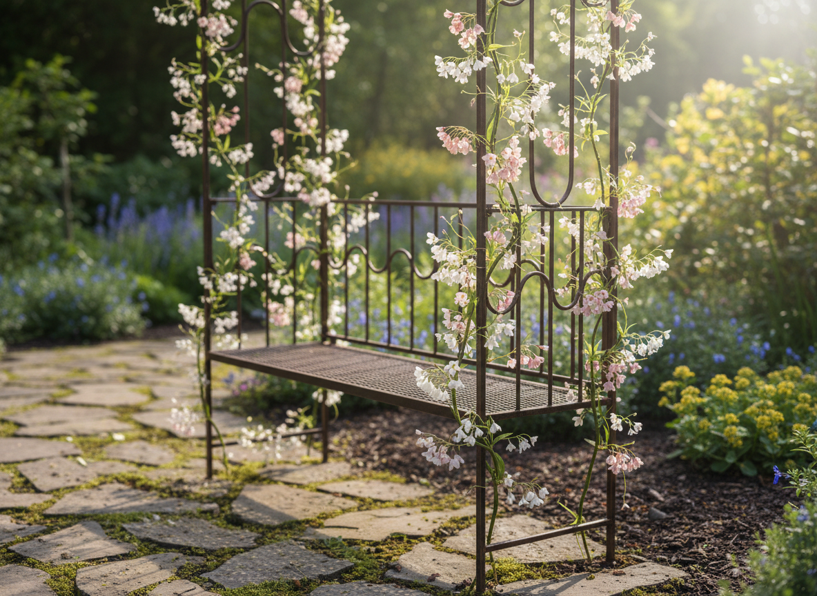 PERGOLA OGRODOWA Z ŁAWKĄ 123 x 63 x 252 CM ANTYCZNY BRĄZ - obrazek 14