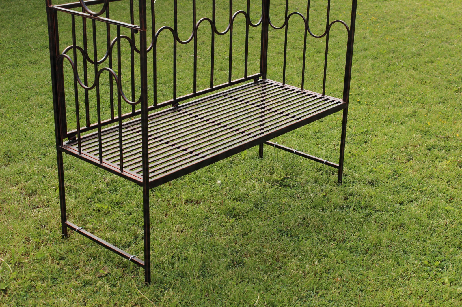 PERGOLA OGRODOWA Z ŁAWKĄ 123 x 63 x 252 CM ANTYCZNY BRĄZ - obrazek 3