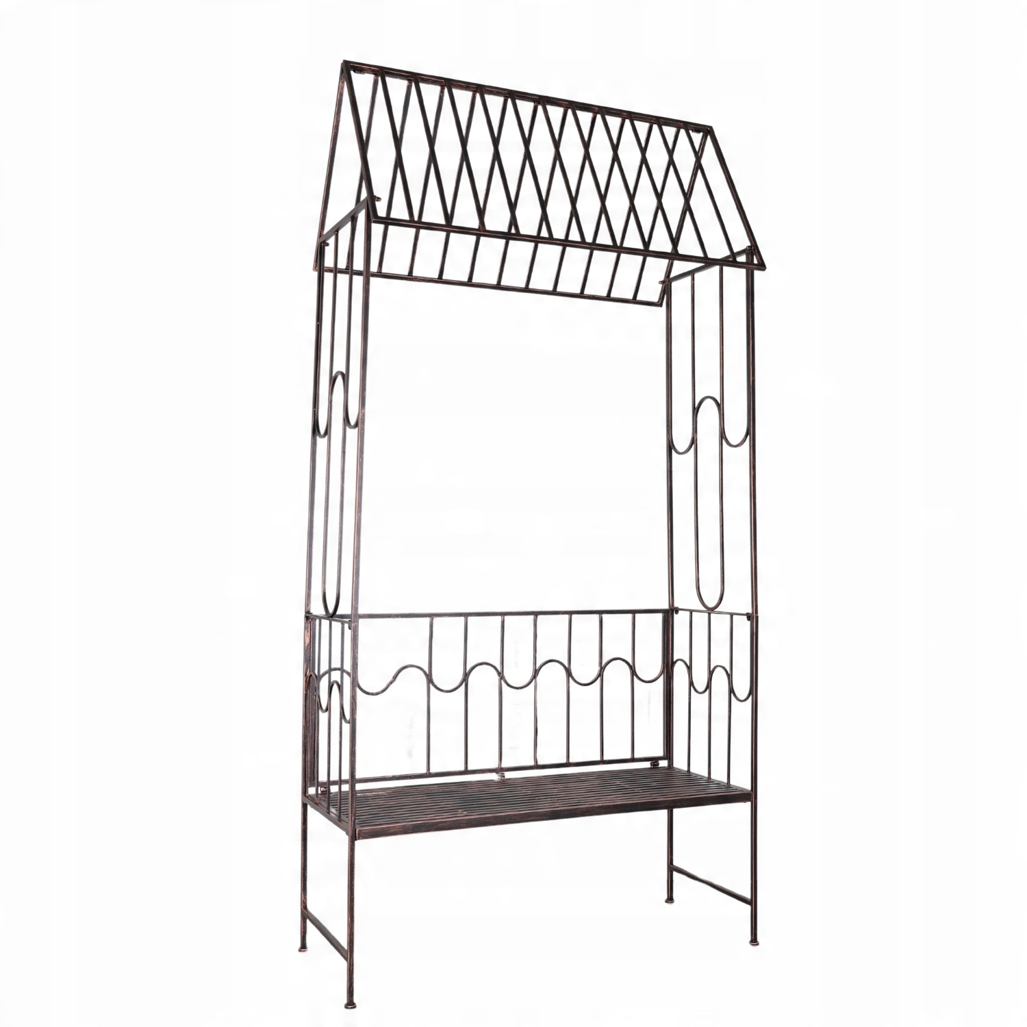 PERGOLA OGRODOWA Z ŁAWKĄ 123 x 63 x 252 CM ANTYCZNY BRĄZ - obrazek 2