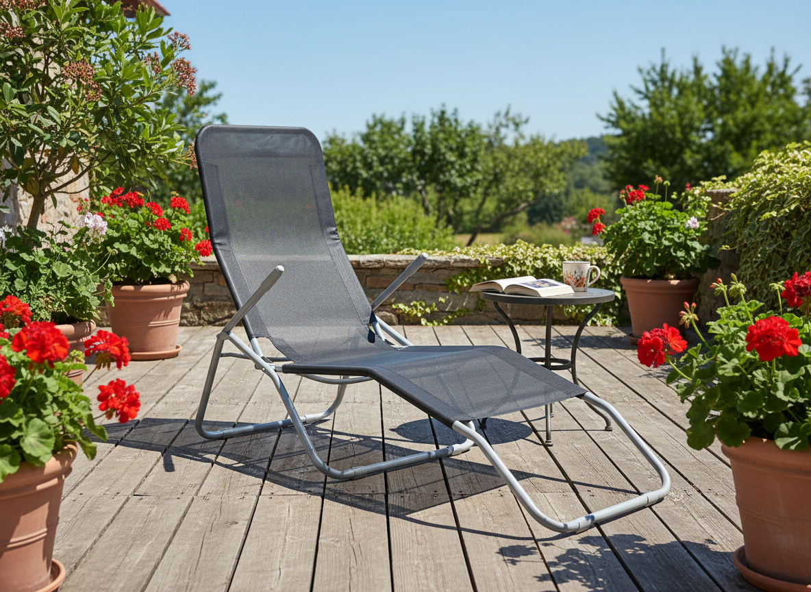 LEŻAK OGRODOWY CZARNY 137x58x24/H94 cm *5897 - obrazek 3