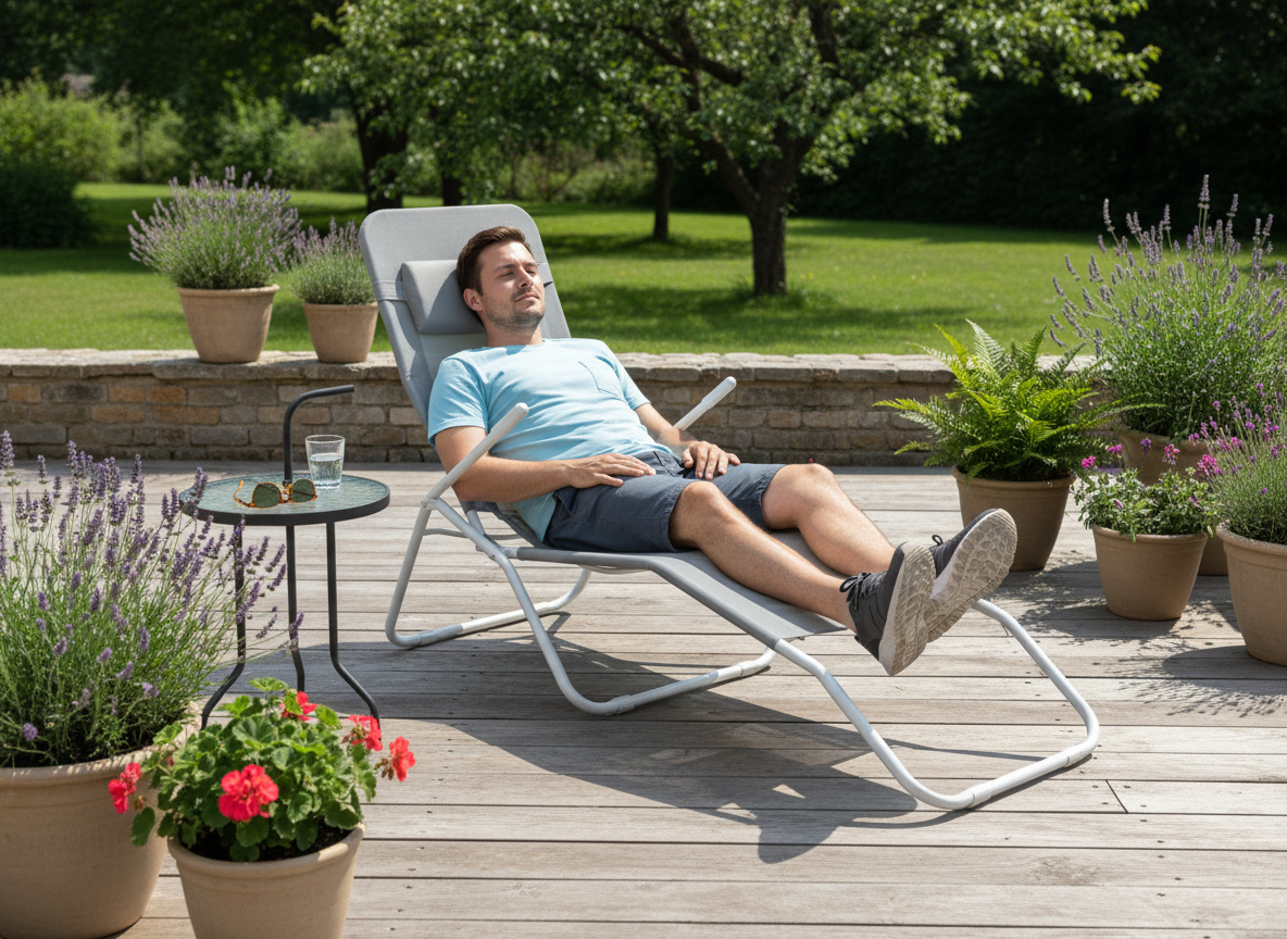 LEŻAK OGRODOWY SZARY 137x58x24/H94 cm - obrazek 4