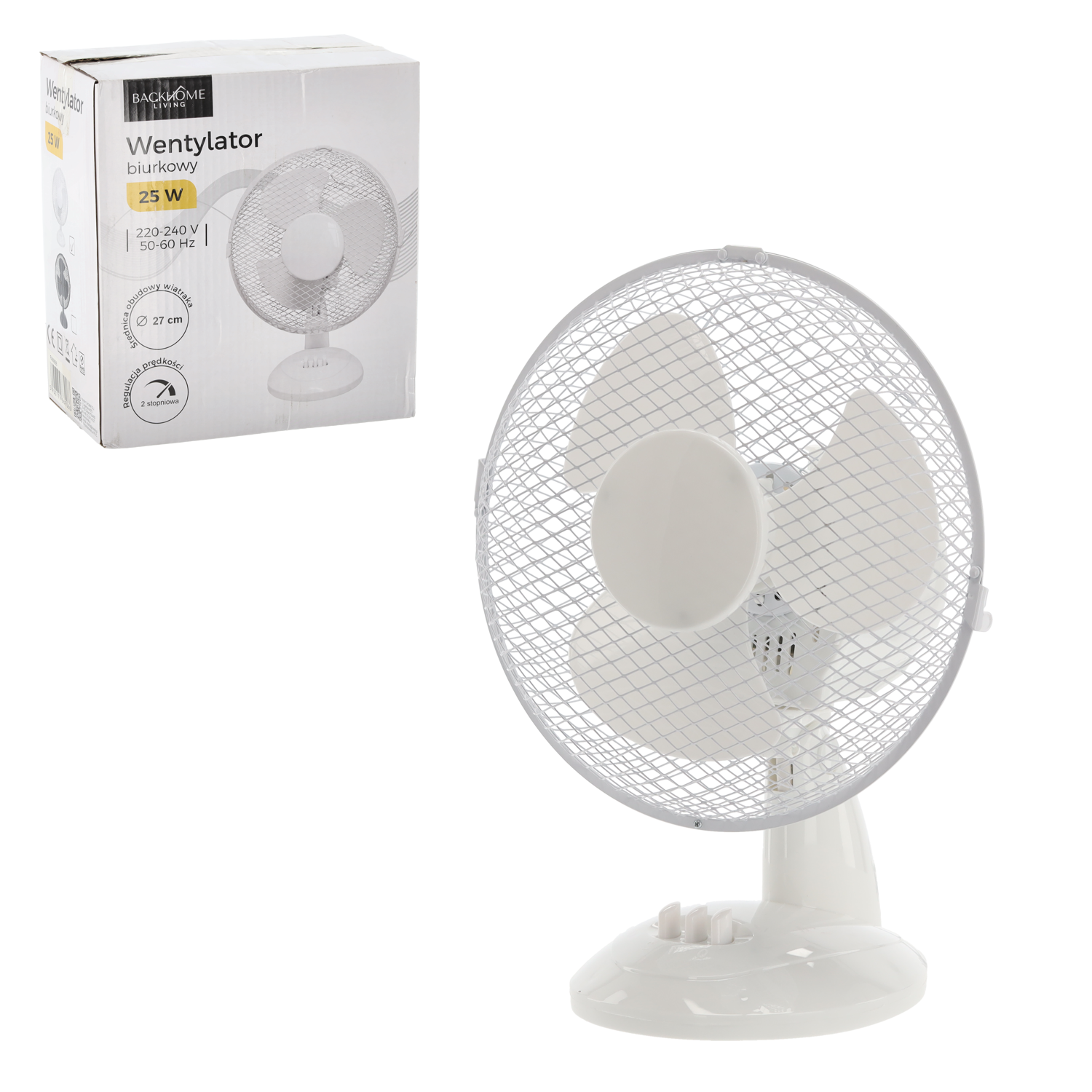 WENTYLATOR BIURKOWY BIAŁY 25W