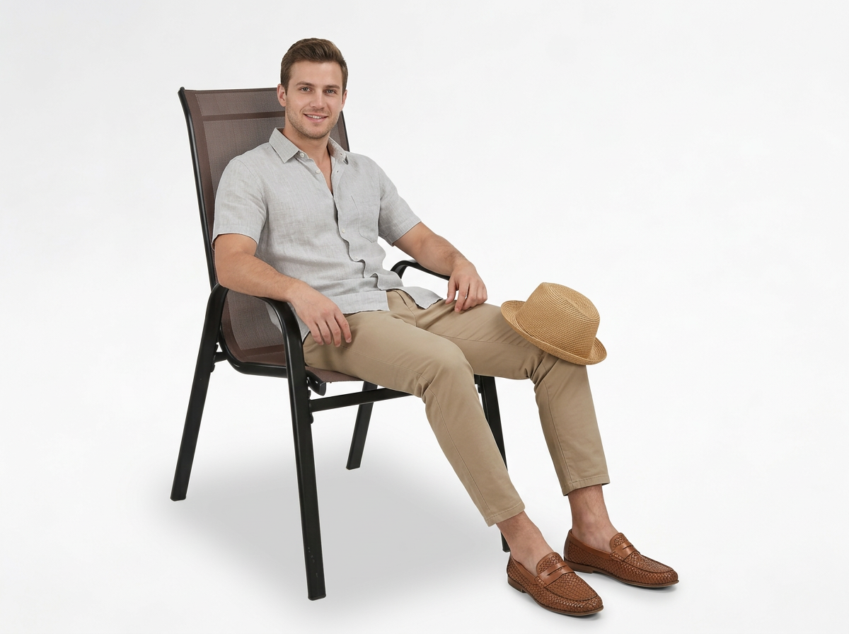 KPL. 2 KRZESEŁ OGRODOWYCH BRĄZOWYCH 54 x 70 x 92 CM - obrazek 3