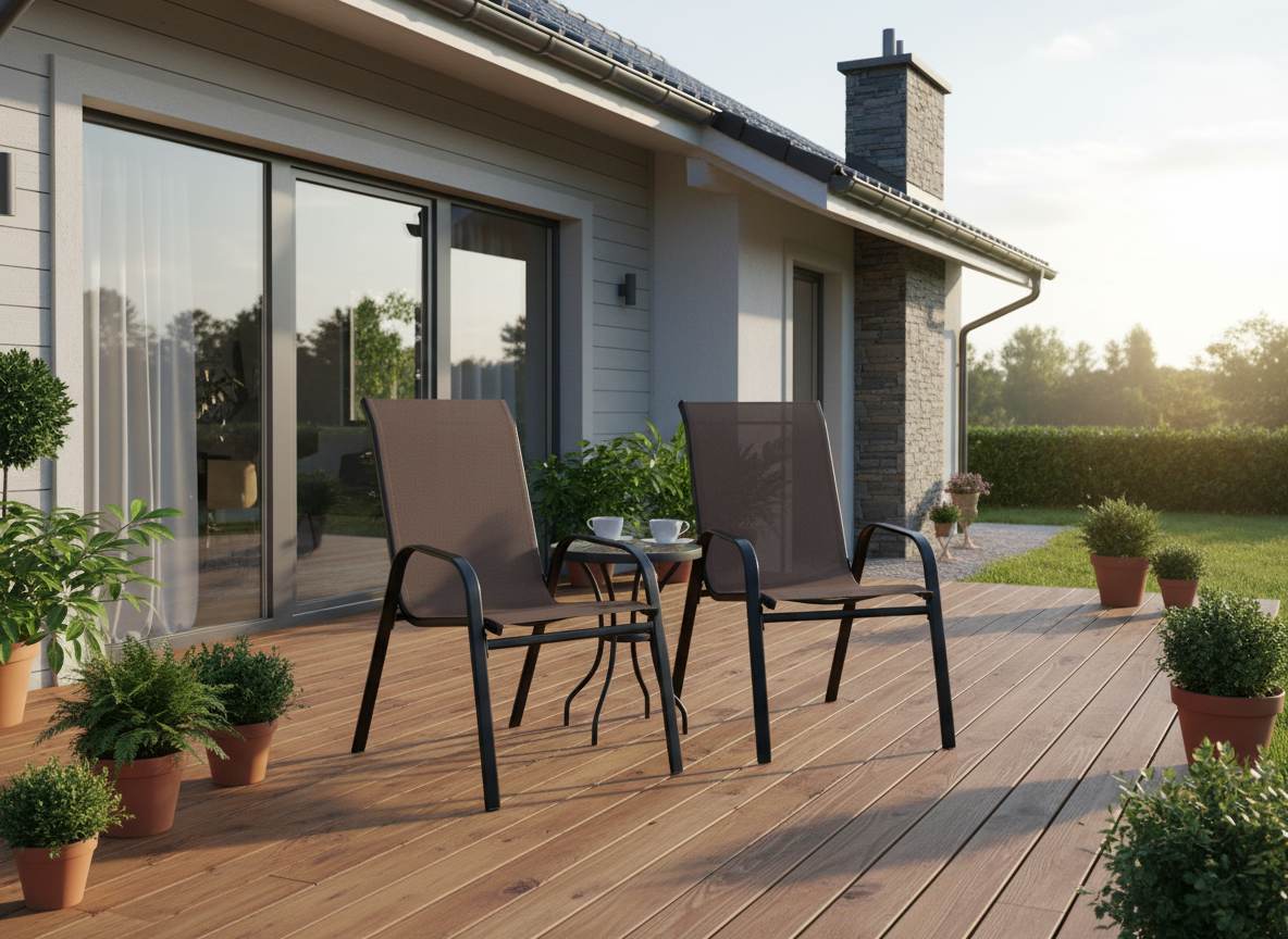 KPL. 2 KRZESEŁ OGRODOWYCH BRĄZOWYCH 54 x 70 x 92 CM - obrazek 4