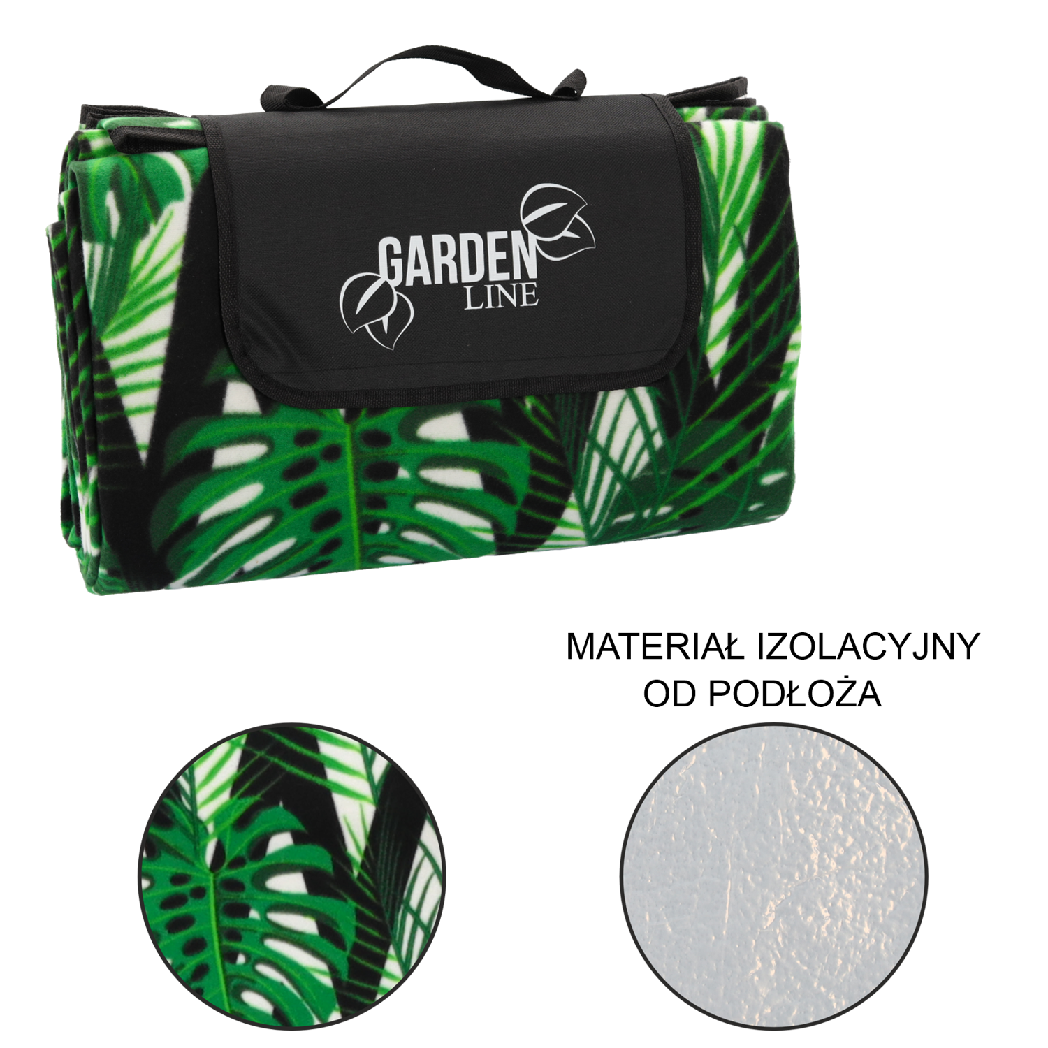 KOC PIKNIKOWY 200x200 CM Z IZOLACJ膭 MONSTERA *5769