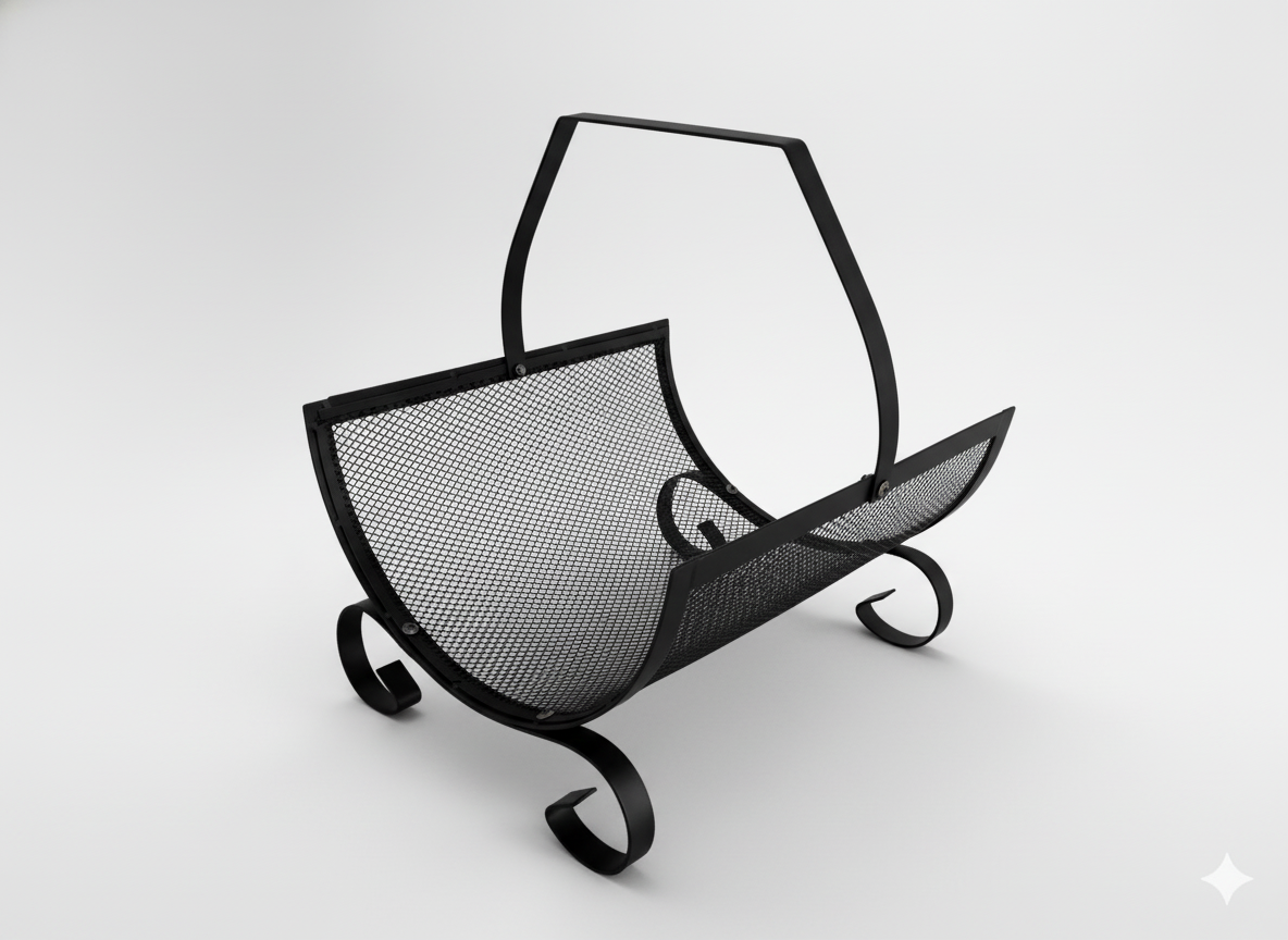 METALOWY STOJAK NA DREWNO Z UCHWYTEM 38X33X38CM