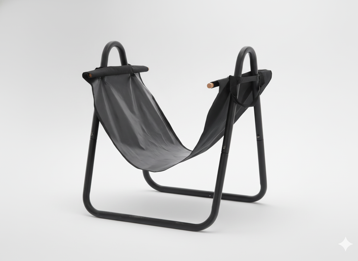 METALOWY STOJAK NA DREWNO Z PRZENOŚNĄ TORBĄ 40X45X50CM